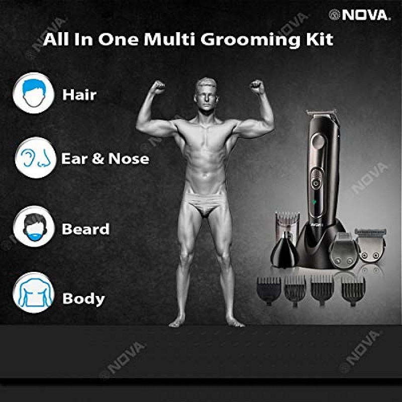 NOVA NG 1149 Super Groom Series 8 in 1 Grooming Kit (Black)