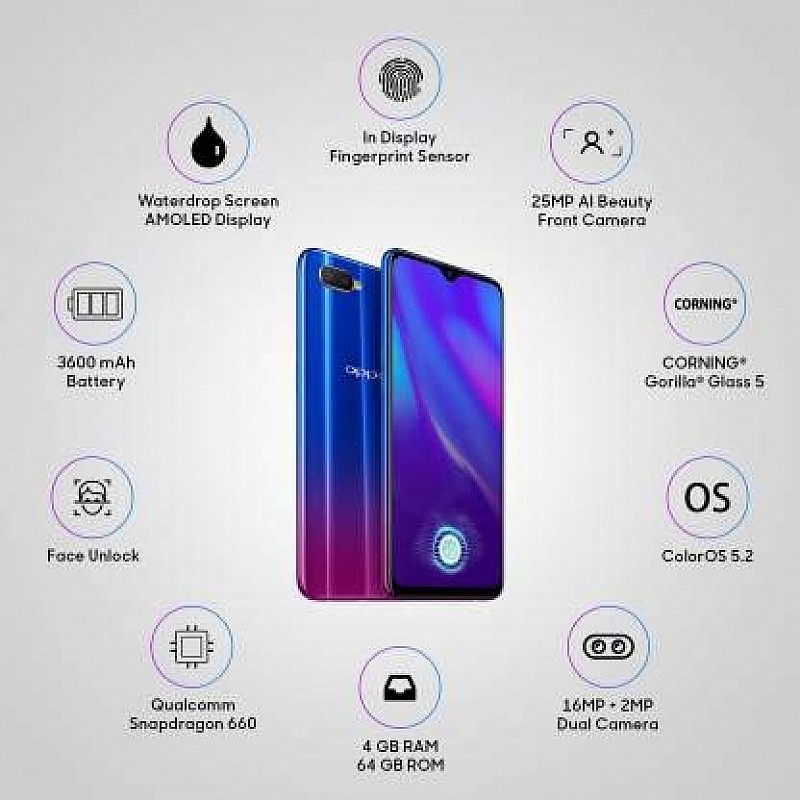 OPPO K1 (Astral Blue, 64 GB) 4 GB RAM Refurbished