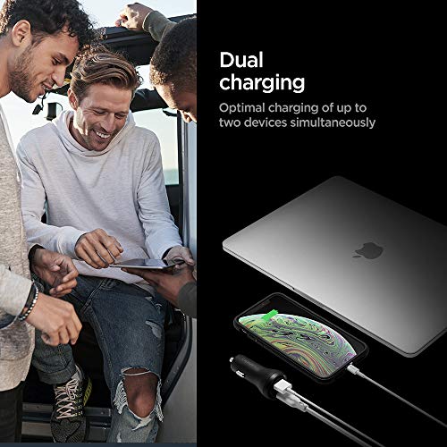 Spigen USB C Car Charger,45W Dual Port Car Charger Fast Charge(PD Charging 27W+Quick Charge 18W)Type C Car Adapter for iPhone ,Black Spigen USB C Car Charger,45W Dual Port Car Charger Fast Charge(PD Charging 27W+Quick Charge 18W)Type C Car Adapter for iPhone ,Black