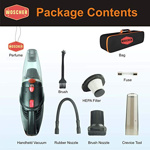 WOSCHER 2003 High Power Auto Car Vacuum Cleaner for Deep Cleaning with DC 12V, 140W Vacuum Motor and 5000 PA Powerful Suction, Black WOSCHER 2003 High Power Auto Car Vacuum Cleaner for Deep Cleaning with DC 12V, 140W Vacuum Motor and 5000 PA Powerful Suction, Black