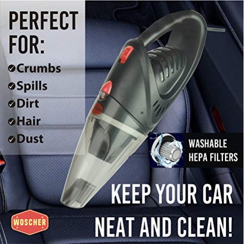 WOSCHER 2003 High Power Auto Car Vacuum Cleaner for Deep Cleaning with DC 12V, 140W Vacuum Motor and 5000 PA Powerful Suction, Black WOSCHER 2003 High Power Auto Car Vacuum Cleaner for Deep Cleaning with DC 12V, 140W Vacuum Motor and 5000 PA Powerful Suction, Black