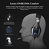 ONIKUMA K12 Stereo Gaming Headset with Mic, Controls and LED light for PC, PS4, Xbox and Mobiles (Black/Blue)