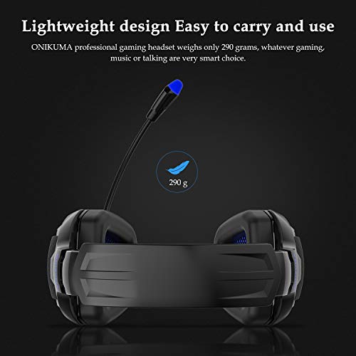 ONIKUMA K12 Stereo Gaming Headset with Mic, Controls and LED light for PC, PS4, Xbox and Mobiles (Black/Blue) ONIKUMA K12 Stereo Gaming Headset with Mic, Controls and LED light for PC, PS4, Xbox and Mobiles (Black/Blue)