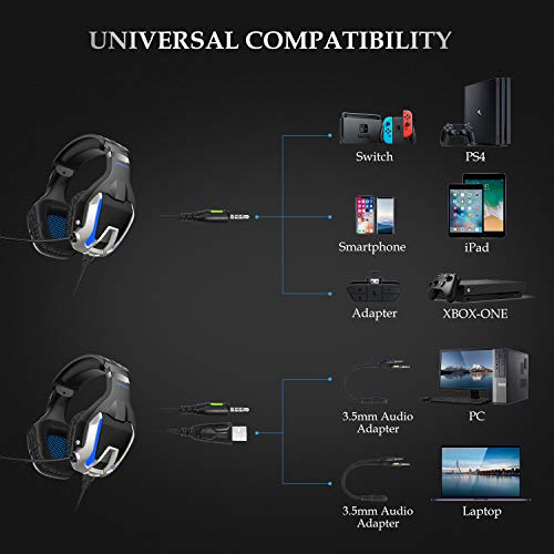 ONIKUMA K12 Stereo Gaming Headset with Mic, Controls and LED light for PC, PS4, Xbox and Mobiles (Black/Blue) ONIKUMA K12 Stereo Gaming Headset with Mic, Controls and LED light for PC, PS4, Xbox and Mobiles (Black/Blue)