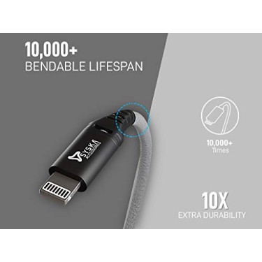 Syska CCAP80 1.5M Lightning Cable 2.4A Fast Charging (Grey) Syska CCAP80 1.5M Lightning Cable 2.4A Fast Charging (Grey)