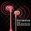 Infinity (JBL) Zip 100 Wired in Ear Earphones with Mic, Immersive Bass, One Button Multi-Function Remote, Tangle Free Flat Cable (Red)