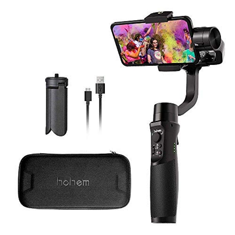 hohem Gimbal Stabilizer for Smartphone, 3-Axis Phone Gimbal for Android and iPhone 13,12,11 PRO, Stabilizer for Video Recording black