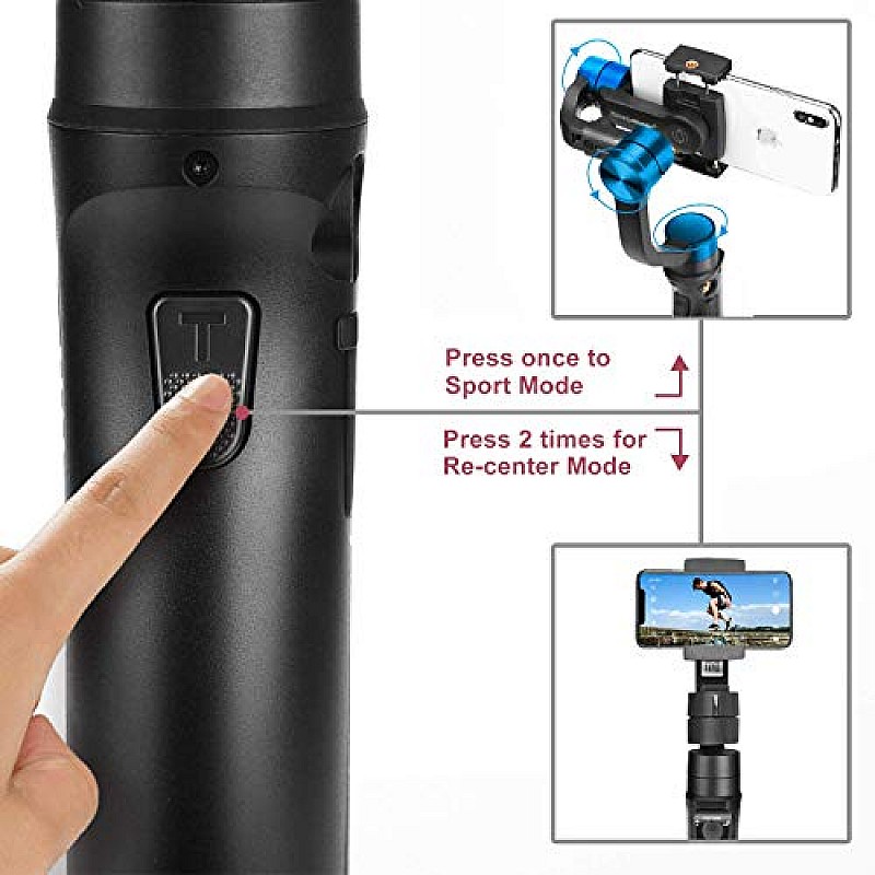 hohem Gimbal Stabilizer for Smartphone, 3-Axis Phone Gimbal for Android and iPhone 13,12,11 PRO, Stabilizer for Video Recording black