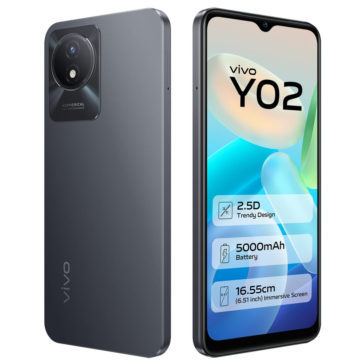 vivo Y02 (Cosmic Grey, 3GB RAM, 32GB Storage) refurbished