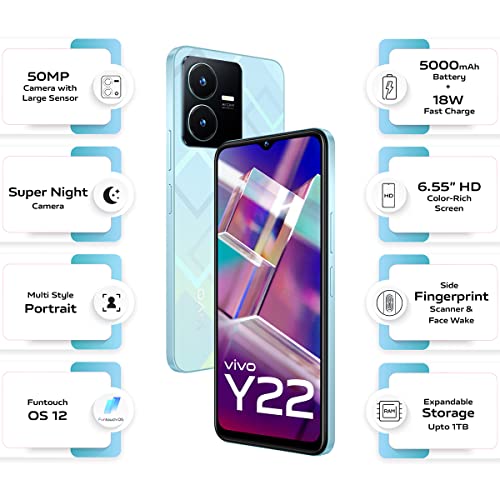 Vivo Y22 (Metaverse Green, 4GB RAM, 128GB Storage) Refurbished
