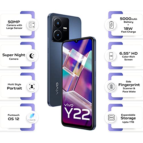 Vivo Y22 (Starlit Blue, 6GB RAM, 128GB ROM) (Refurbished)