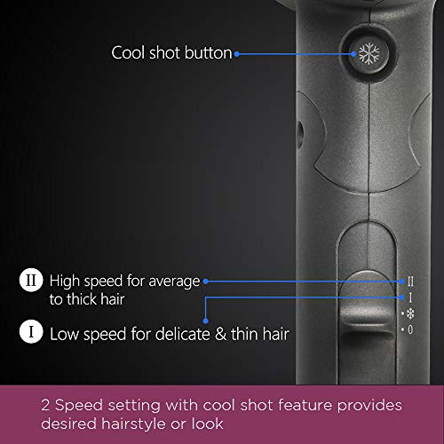 AGARO HD-1214 Premium Hair Dryer with 1400 Watts Motor, 3 Temperature Settings And Cool Shot Button- Black AGARO HD-1214 Premium Hair Dryer with 1400 Watts Motor, 3 Temperature Settings And Cool Shot Button- Black