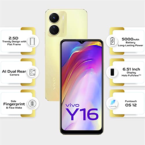 Vivo Y16 Drizzling Gold, 4GB RAM, 128GB Storage Refurbished