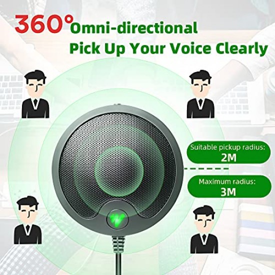 Maono AU-BM10 Boundary Conference USB Microphone with Mute and Headphone Playback, Omnidirectional Mic, Black