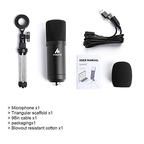 Maono AU-A04TR USB Condenser Cardioid Microphone Kit with Tripod for Podcast, PC, Gaming, Recording, YouTube, Vlogging Maono AU-A04TR USB Condenser Cardioid Microphone Kit with Tripod for Podcast, PC, Gaming, Recording, YouTube, Vlogging
