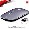 iBall G1000 Silent Button Metal Premium Wireless Mouse with Nano Receiver PC/Mac/Laptop-Silver