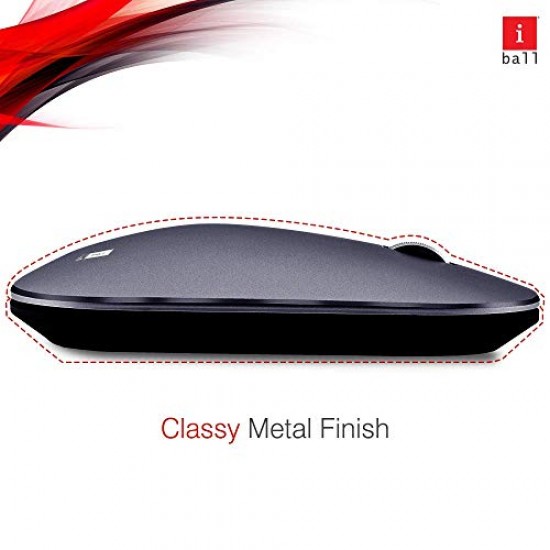 iBall G1000 Silent Button Metal Premium Wireless Mouse with Nano Receiver PC/Mac/Laptop-Silver