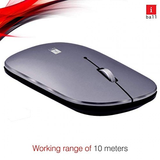 iBall G1000 Silent Button Metal Premium Wireless Mouse with Nano Receiver PC/Mac/Laptop-Silver