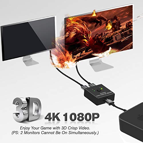 HDMI Bi-Direction Switchï¼Å’HDMI Splitter 4K, 2 x 1 or 1 x 2 HDMI Switch Bidirectional HDMI switcher for (Black) HDMI Bi-Direction Switchï¼Å’HDMI Splitter 4K, 2 x 1 or 1 x 2 HDMI Switch Bidirectional HDMI switcher for (Black)