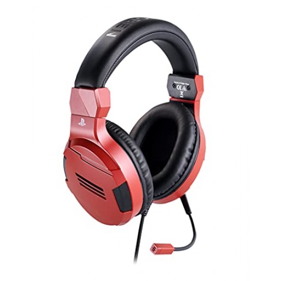 Bigben official Sony licensed Stereo Wired On Ear Headset for PS4, PC, Smartphones and Tablets (Red) 