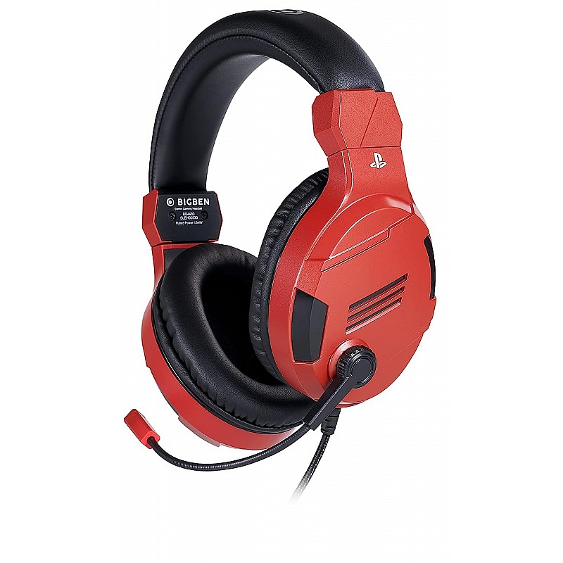 Bigben official Sony licensed Stereo Wired On Ear Headset for PS4, PC, Smartphones and Tablets (Red) 