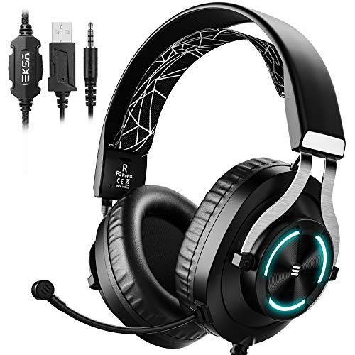 Eksa E3000 Gaming Wired On Ear Headphones Noise Cancelling, Led Light For Pc, Ps4, Ps5 (Black) Eksa E3000 Gaming Wired On Ear Headphones Noise Cancelling, Led Light For Pc, Ps4, Ps5 (Black)