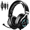 Eksa E3000 Gaming Wired On Ear Headphones Noise Cancelling, Led Light For Pc, Ps4, Ps5 (Black)