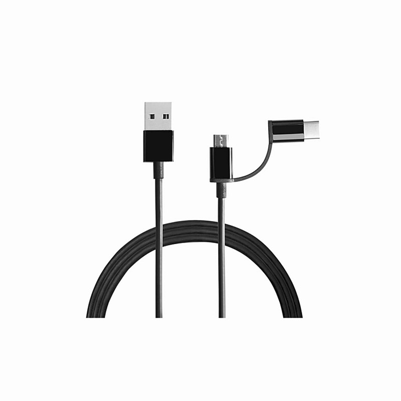 Mi Xiaomi 2-in-1 USB Cable 100Cm Black Multipurpose Cable Which Supports Both Type C & Type B/Micro USB Devices Black