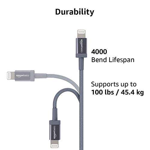 Amazon Basics MFI certified 1.8M USB C to lightning aluminum with nylon braided charging cable (Grey) Amazon Basics MFI certified 1.8M USB C to lightning aluminum with nylon braided charging cable (Grey)