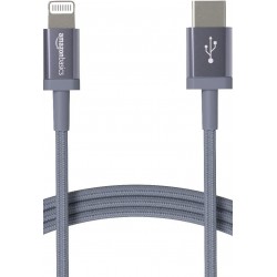 Amazon Basics MFI certified 1.8M USB C to lightning aluminum with nylon braided charging cable (Grey)