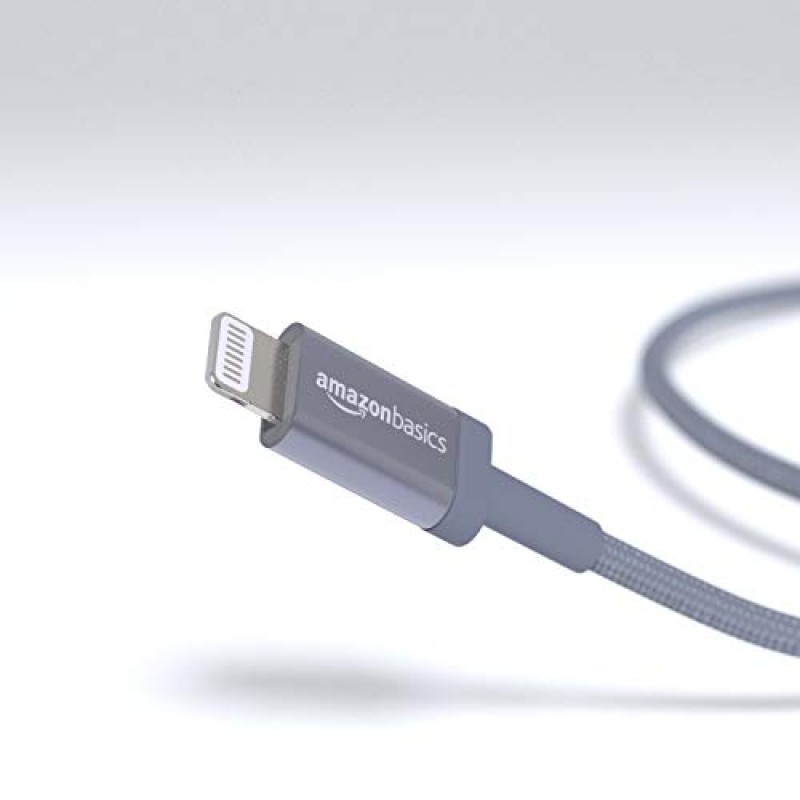 Amazon Basics MFI certified 1.8M USB C to lightning aluminum with nylon braided charging cable (Grey)