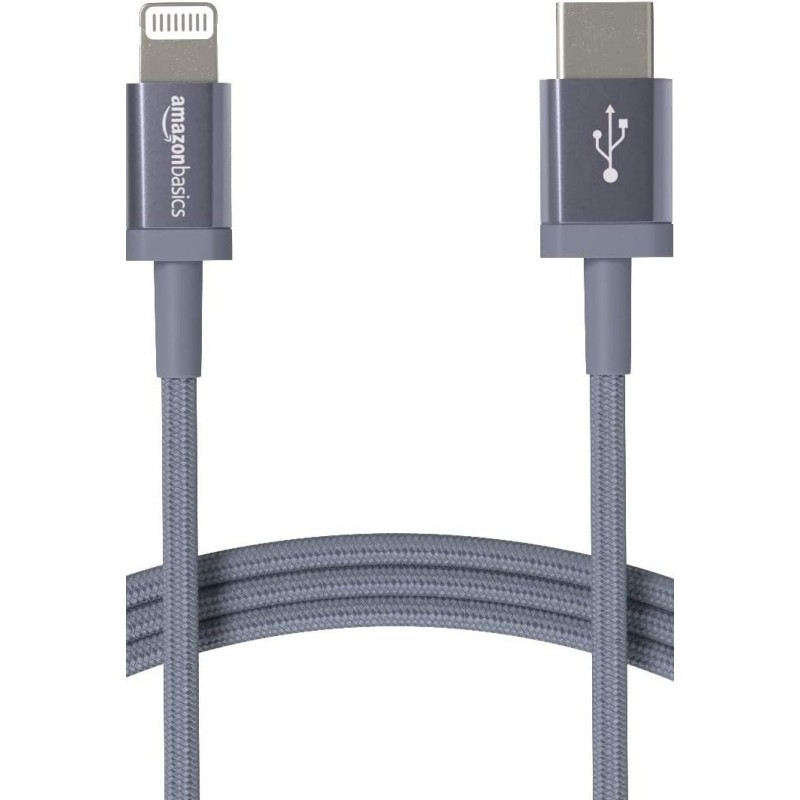 Amazon Basics MFI certified 1.8M USB C to lightning aluminum with nylon braided charging cable (Grey)