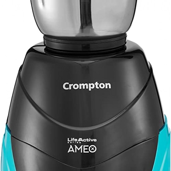 Crompton Ameo 750-Watt Mixer Grinder Motor Vent-X Technology (3 Stainless Steel Jars, Black And Green
