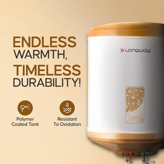 Longway Superb 25 ltr with Free Installation Kit Automatic Storage Water Heater with Multiple Safety System Ivory