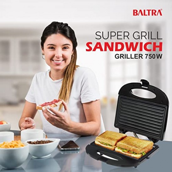 BALTRA Super Grill 750 Watt Sandwich Griller, Black, Small