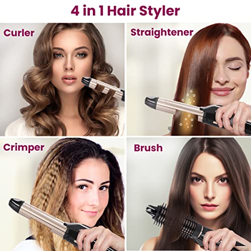 AGARO 4-in1 Hair Styler Straightener Crimper Curler Brush For Women HS1107 Hair Styling Black And Rose Gold AGARO 4-in1 Hair Styler Straightener Crimper Curler Brush For Women HS1107 Hair Styling Black And Rose Gold