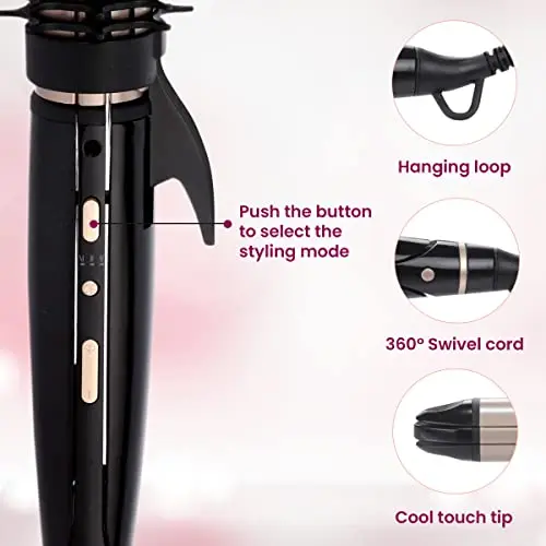 AGARO 4-in1 Hair Styler Straightener Crimper Curler Brush For Women HS1107 Hair Styling Black And Rose Gold