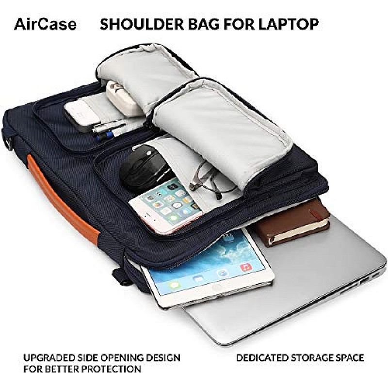 AirCase Office Sling Messenger Bag fits upto 14.1 Laptop Macbook, Detachable Blue