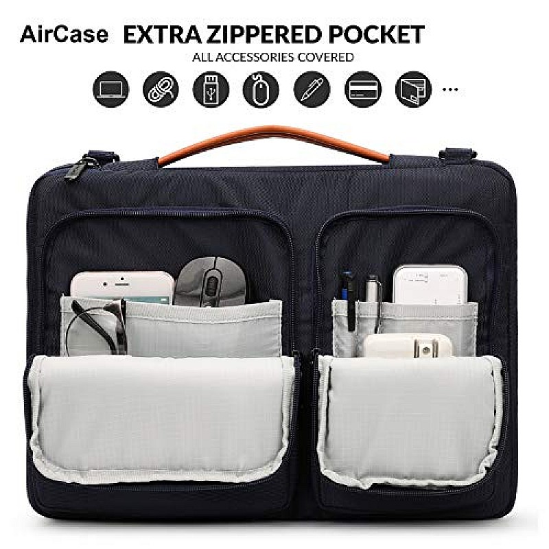 AirCase Office Sling Messenger Bag fits upto 14.1 Laptop Macbook, Detachable Blue