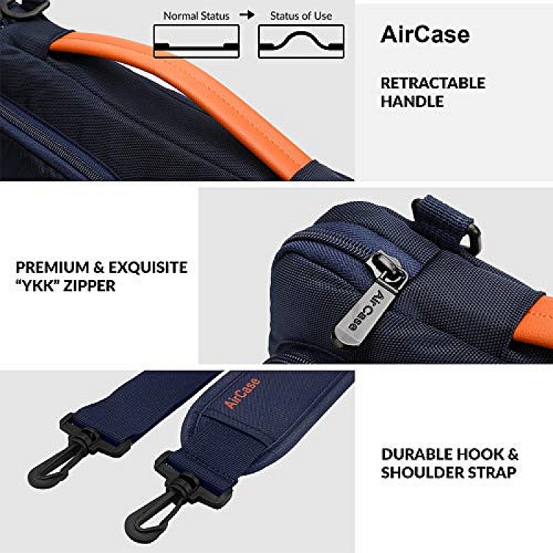 AirCase Office Sling Messenger Bag fits upto 14.1 Laptop Macbook, Detachable Blue