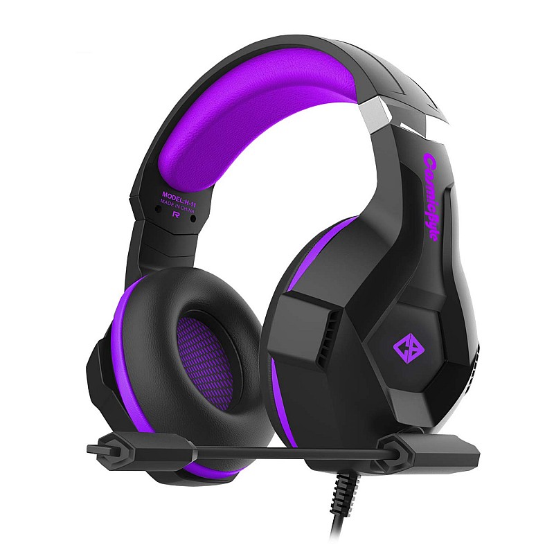 Cosmic Byte H11 Gaming wired over ear Headset with Microphone (Black Purple)