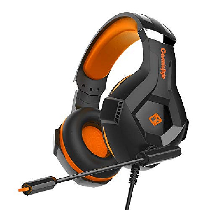 Cosmic Byte H11 Gaming Wired Over-ear Headset with Microphone (Black/Orange, Pack Of 1)