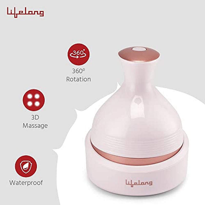 Lifelong LLM225 Rechargeable Head, Scalp Full Body Pain Relief Massager, Electric Head Kneading Massager,4 Speed Modes Brown