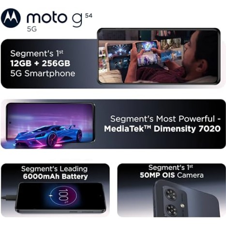 Motorola G54 5G (Midnight Blue, 12GB RAM, 256GB Storage) refurbished