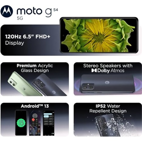 Motorola G54 5G (Midnight Blue, 12GB RAM, 256GB Storage) refurbished
