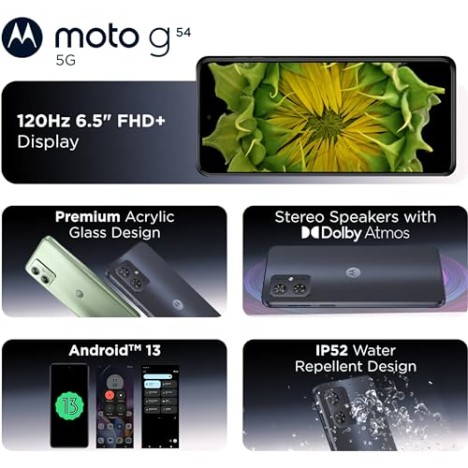 Motorola G54 5G (Midnight Blue, 12GB RAM, 256GB Storage) Refurbished
