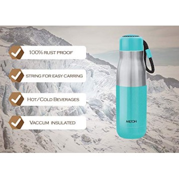 Milton Eminent 600 thermosteel Hot and Cold Water Bottle, 517 ml, Aqua Green Milton Eminent 600 thermosteel Hot and Cold Water Bottle, 517 ml, Aqua Green