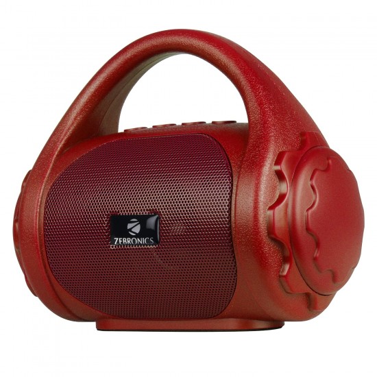 Zebronics ZEB-COUNTY 3W Wireless Bluetooth Portable Speaker With Supporting Carry Handle, USB, SD Card, AUX, FM  Call Function (Red)