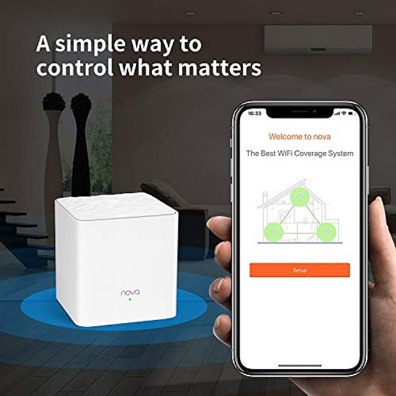 Tenda Nova MW5G Whole Home Mesh Wi-Fi System, 3500sq² Wi-Fi Coverage, Two Gigabit Ports Wi-Fi Booster