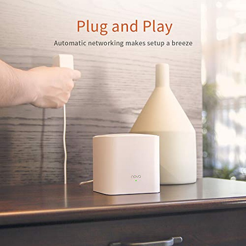 Tenda Nova MW5G Whole Home Mesh Wi-Fi System, 3500sq² Wi-Fi Coverage, Two Gigabit Ports Wi-Fi Booster